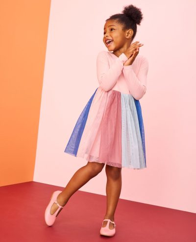 Long Sleeve Tulle Rainbow Dress