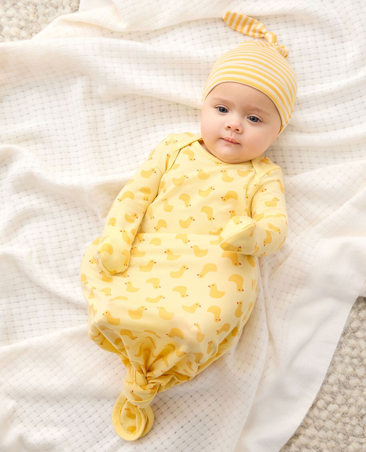 2-Piece Baby Layette Top Knot Beanie in HannaSoft™ - Image 3