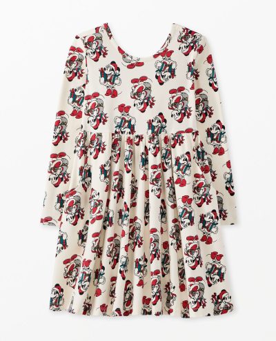 Disney Mickey Mouse Holiday Long Sleeve Skater Dress with Pockets