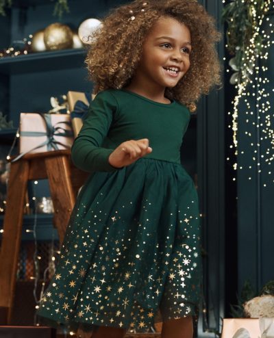 Long Sleeve Shimmer Tulle Dress