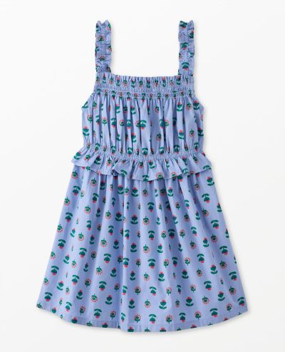 Sleeveless Poplin Smocked Dress