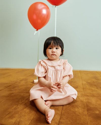 Baby Balloon Sleeve Poplin Dress & Bloomers Set