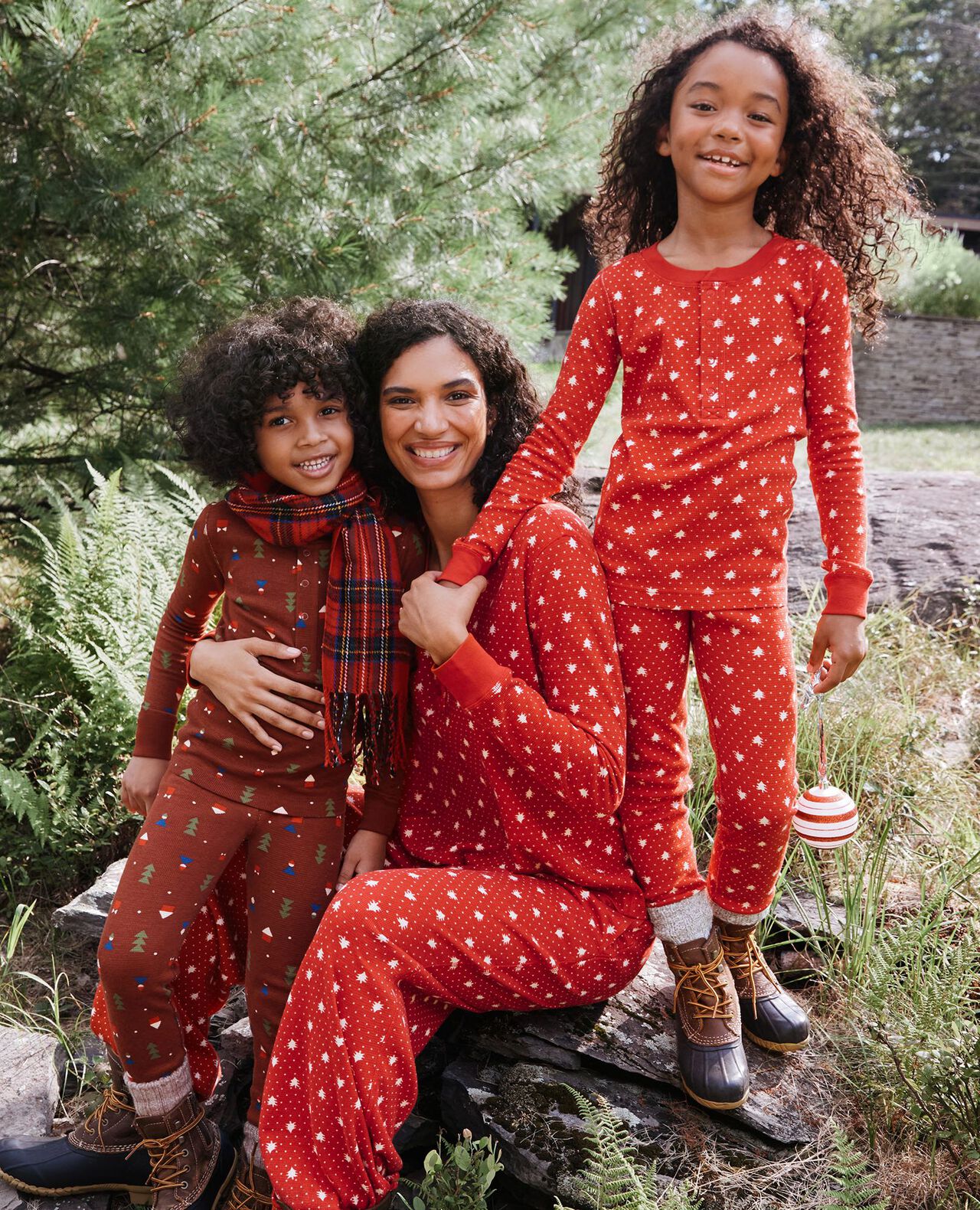 Women's Holiday Long Sleeve Waffle Henley Pajama Set - Image 4