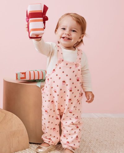 Peppa Pig Long Sleeve T-Shirt & French Terry Overalls Set