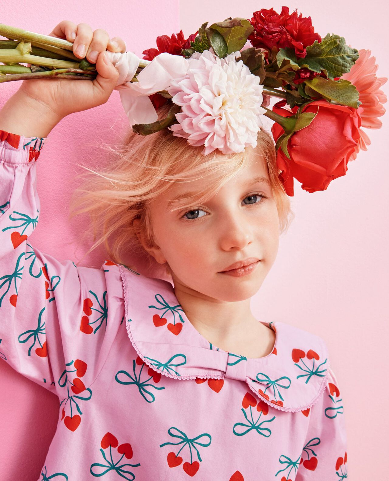 Long Sleeve Poplin Bow Collar Dress - Image 4