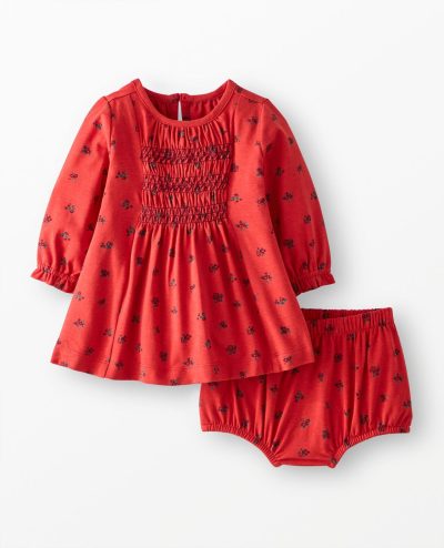 Baby Long Sleeve Smocked Dress & Bloomers Set