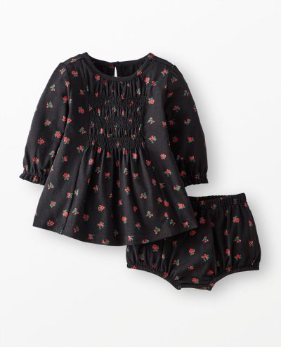 Baby Long Sleeve Smocked Dress & Bloomers Set