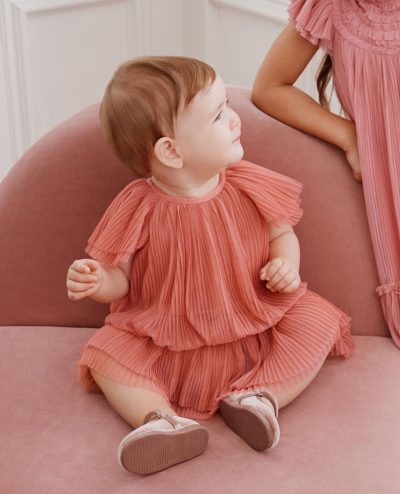 Baby Flutter Sleeve Tulle Dress