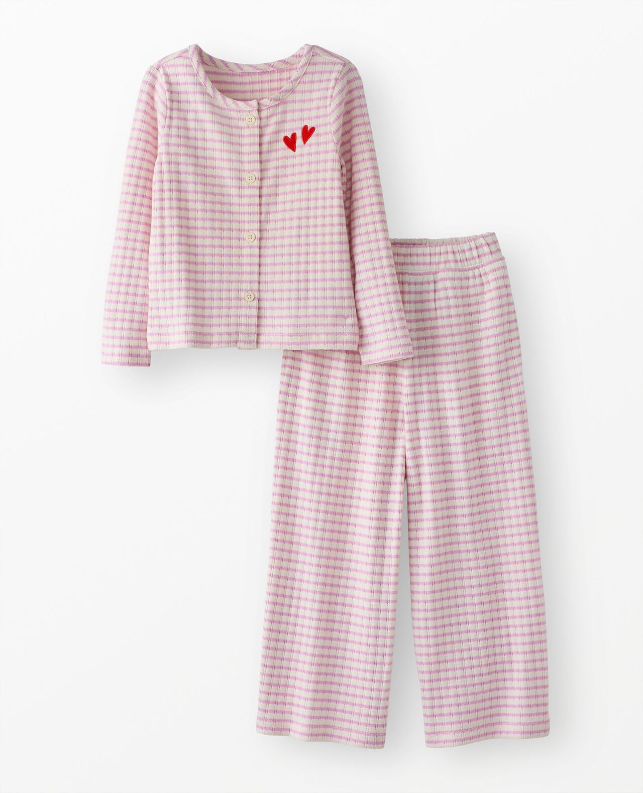 Long Sleeve Pointelle Top & Wide Leg Pants Set