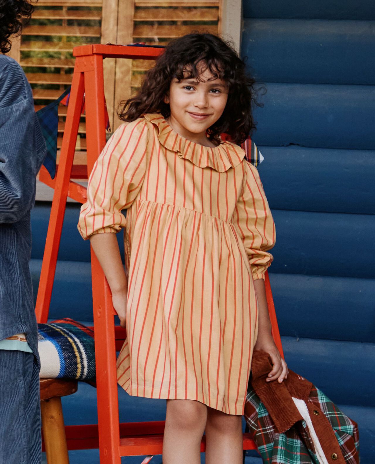 Long Sleeve Collared Twill Dress with Pockets - Image 3