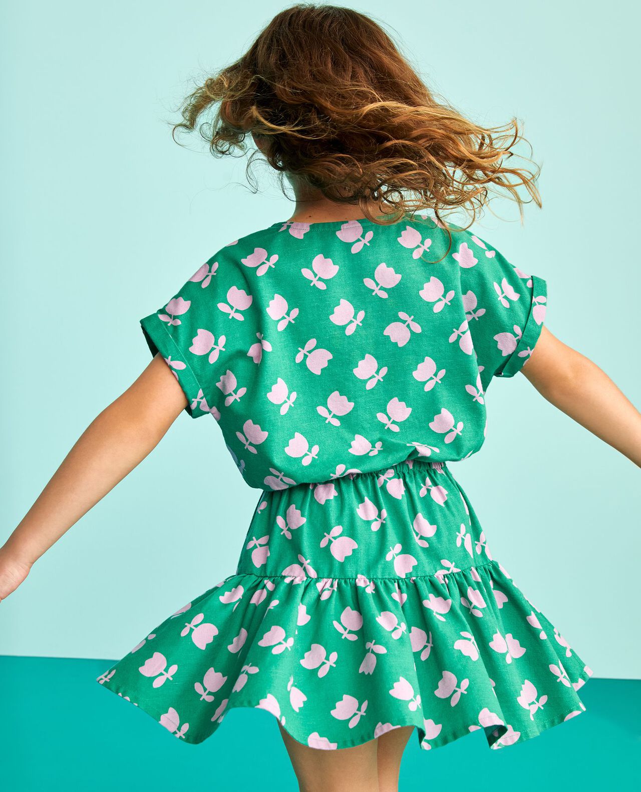 Dolman Sleeve Linen Top & Tiered Skirt Set - Image 3