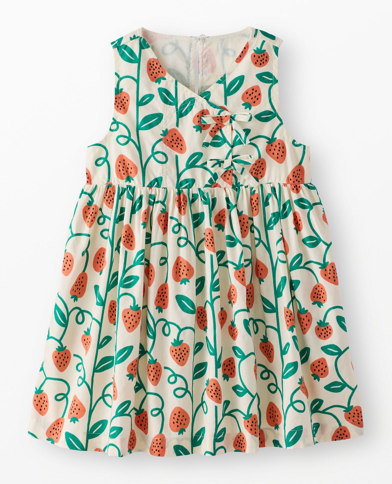 Sleeveless Strawberry Wrap Dress with Pockets