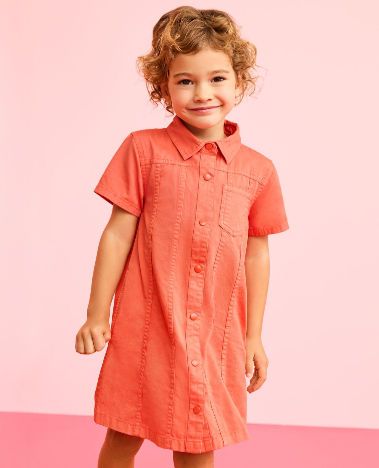 Twill Shirt Dress with Pockets
