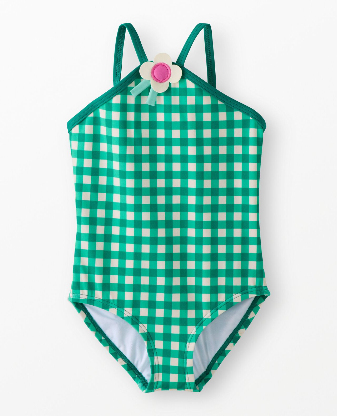 One-Piece Gingham Flower Swimsuit - Image 2