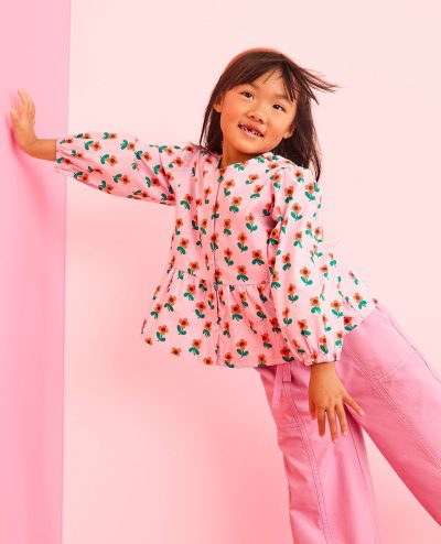 Long Sleeve Poplin Peplum Shirt