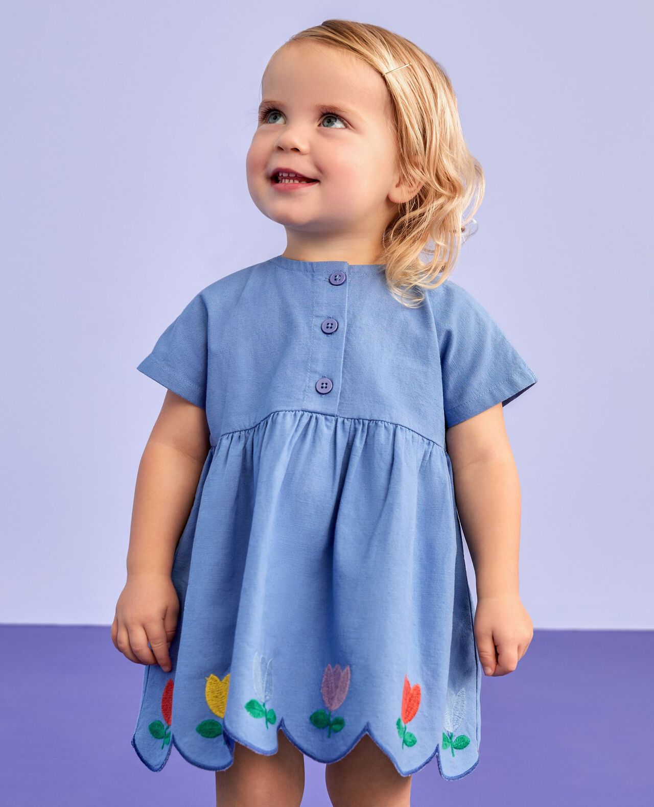 Baby Dolman Sleeve Linen Dress & Bloomers Set - Image 4