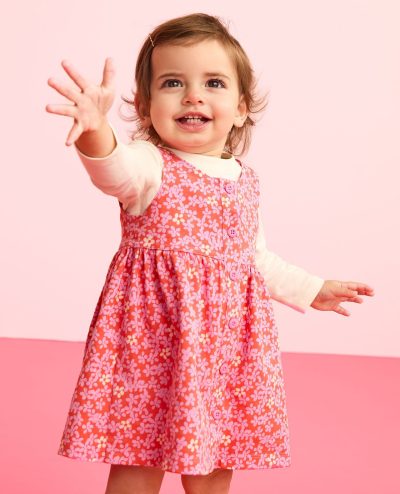 Baby Long Sleeve T-Shirt & Jumper Dress Set