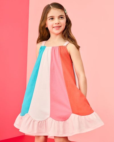 Sleeveless Colorblock Swing Dress with Pockets