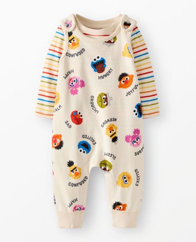 Baby Sesame Street T-Shirt & French Terry Overalls Set