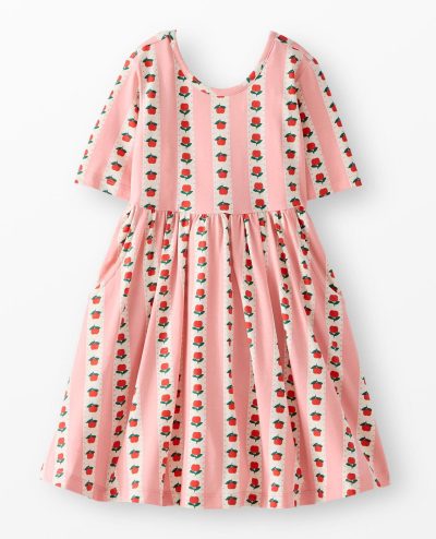 Elbow Sleeve Skater Dress with Pockets