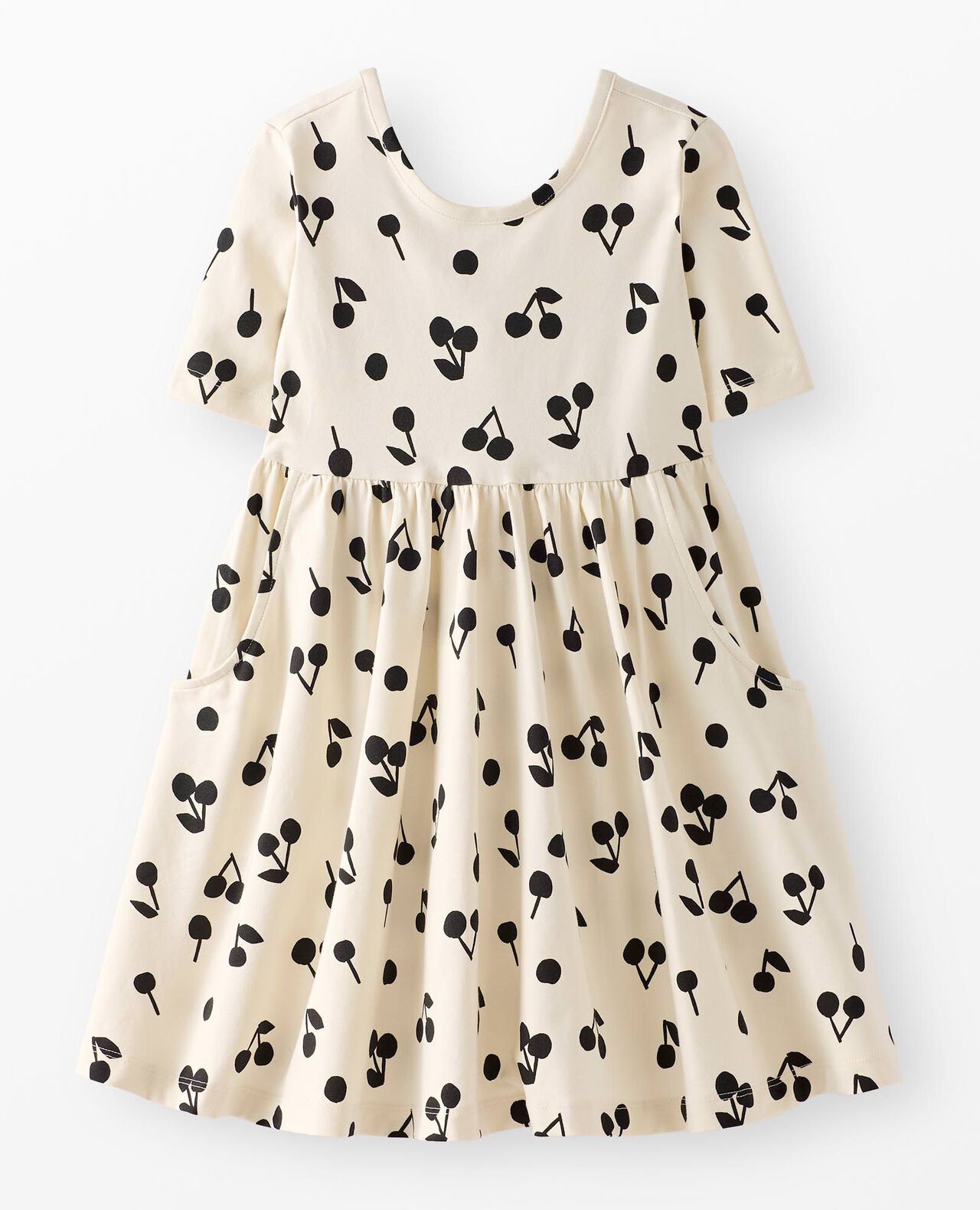 Elbow Sleeve Skater Dress with Pockets