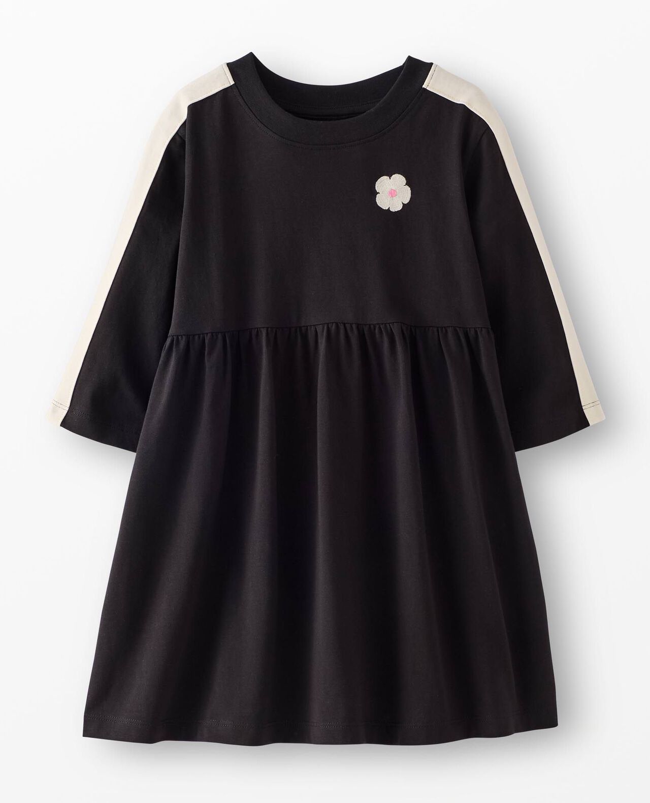 Stripe Sleeve Embroidered Dress