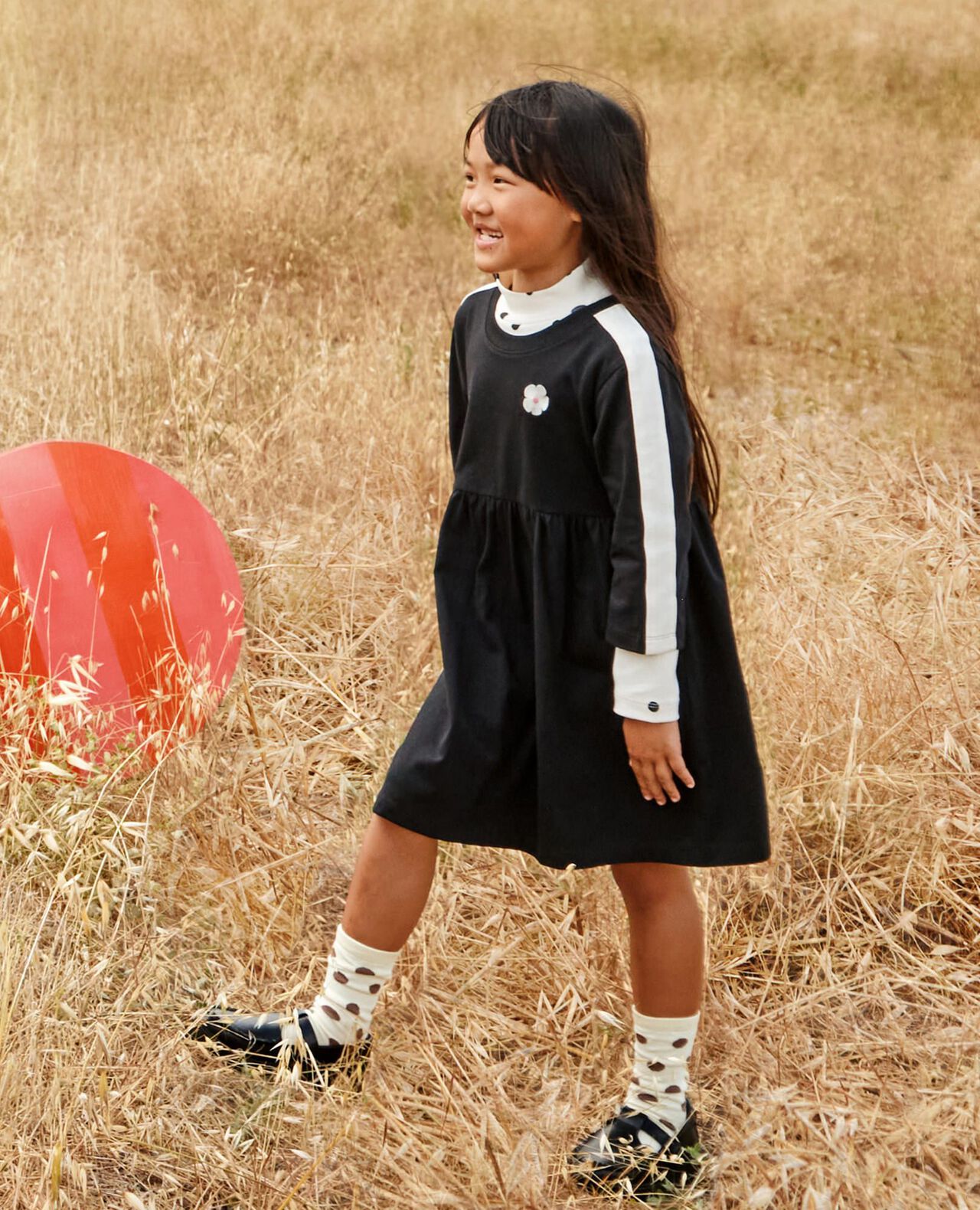 Stripe Sleeve Embroidered Dress - Image 2