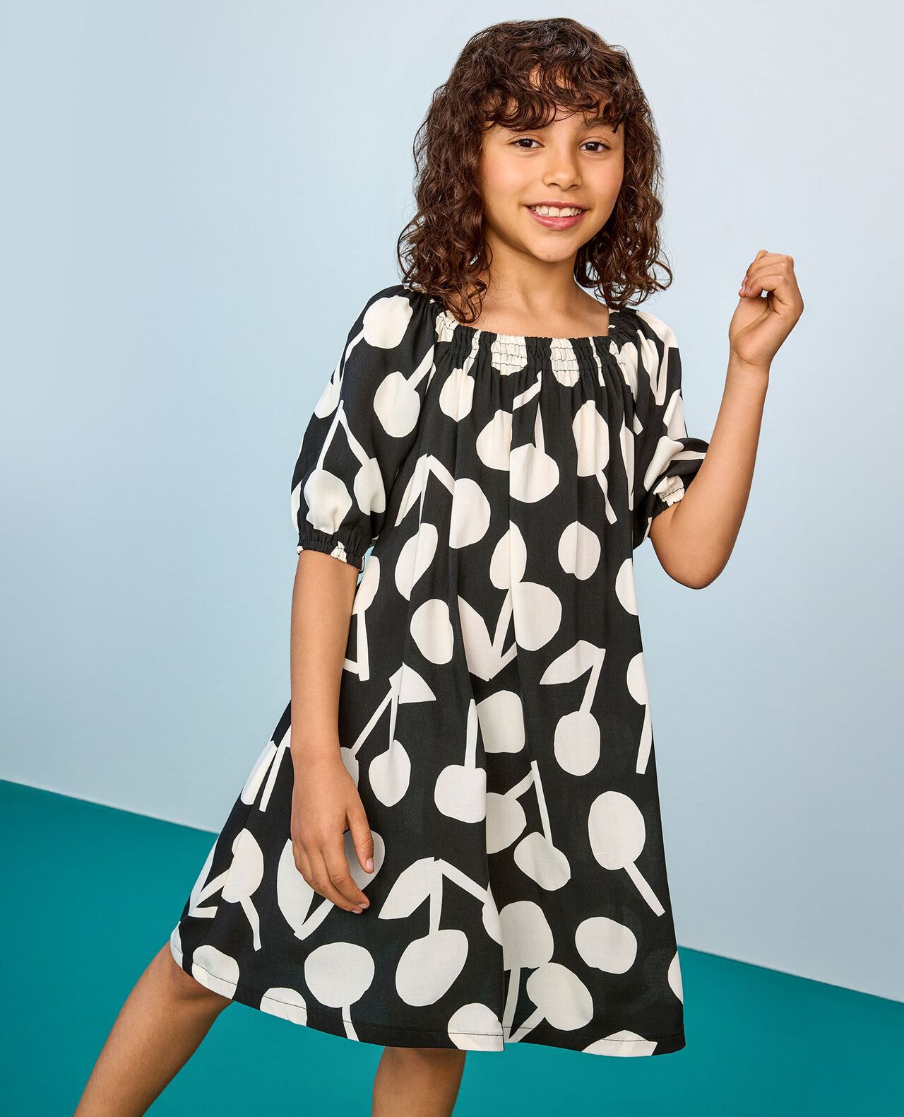 Puff Sleeve Challis Dress