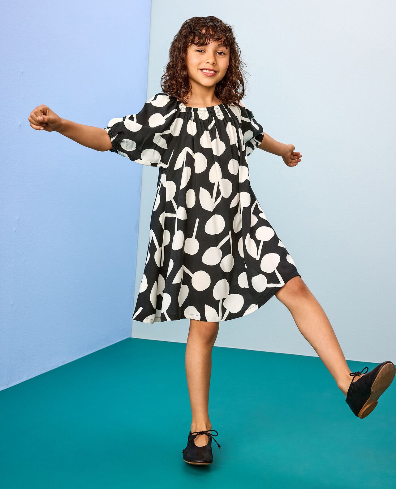 Puff Sleeve Challis Dress - Image 3