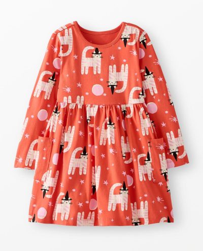 Halloween Long Sleeve Playground Dress with Pockets