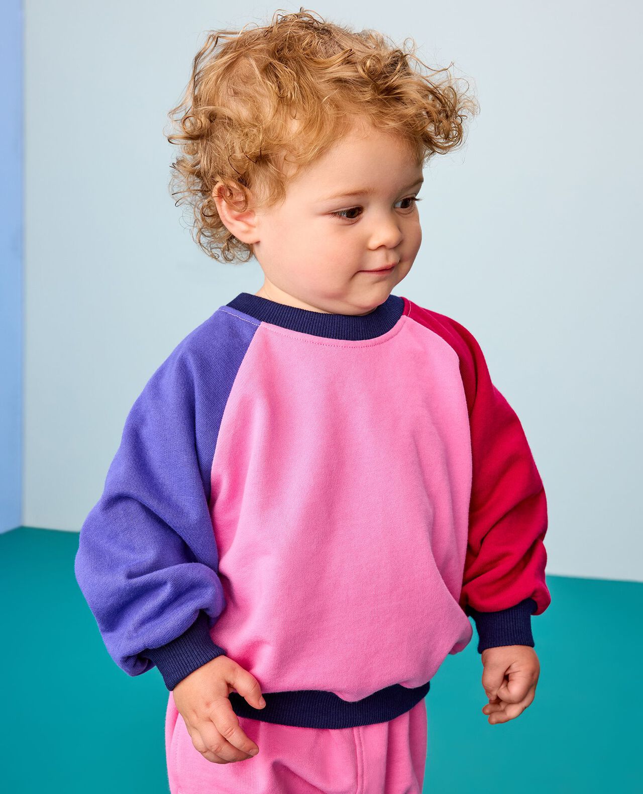 Baby French Terry Colorblock Sweatshirt & Sweatpants Set - Image 5
