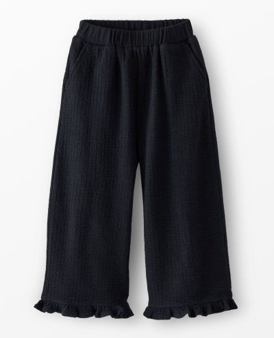Jacquard Wide Leg Ruffle Pants