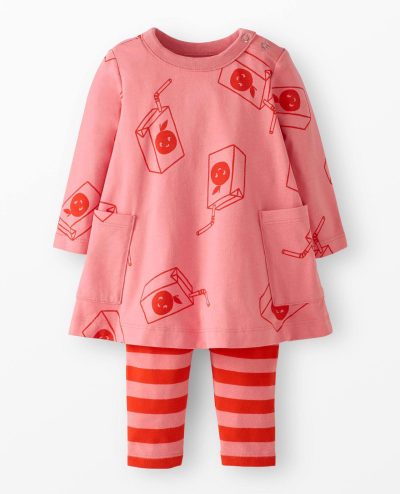 Baby Long Sleeve Pocket Dress & Leggings Set
