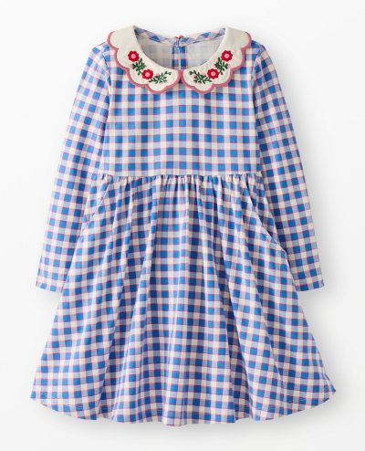 Long Sleeve Collared Skater Dress with Pockets