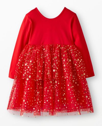 Long Sleeve Tulle Shimmer Dress