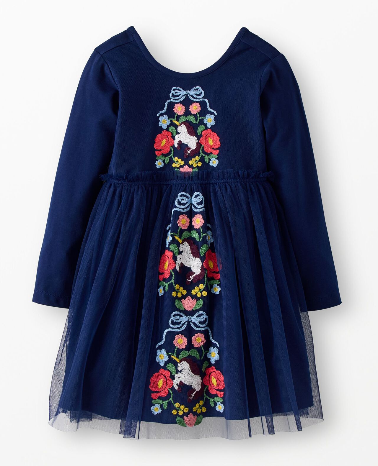 Long Sleeve Tulle Embroidered Dress