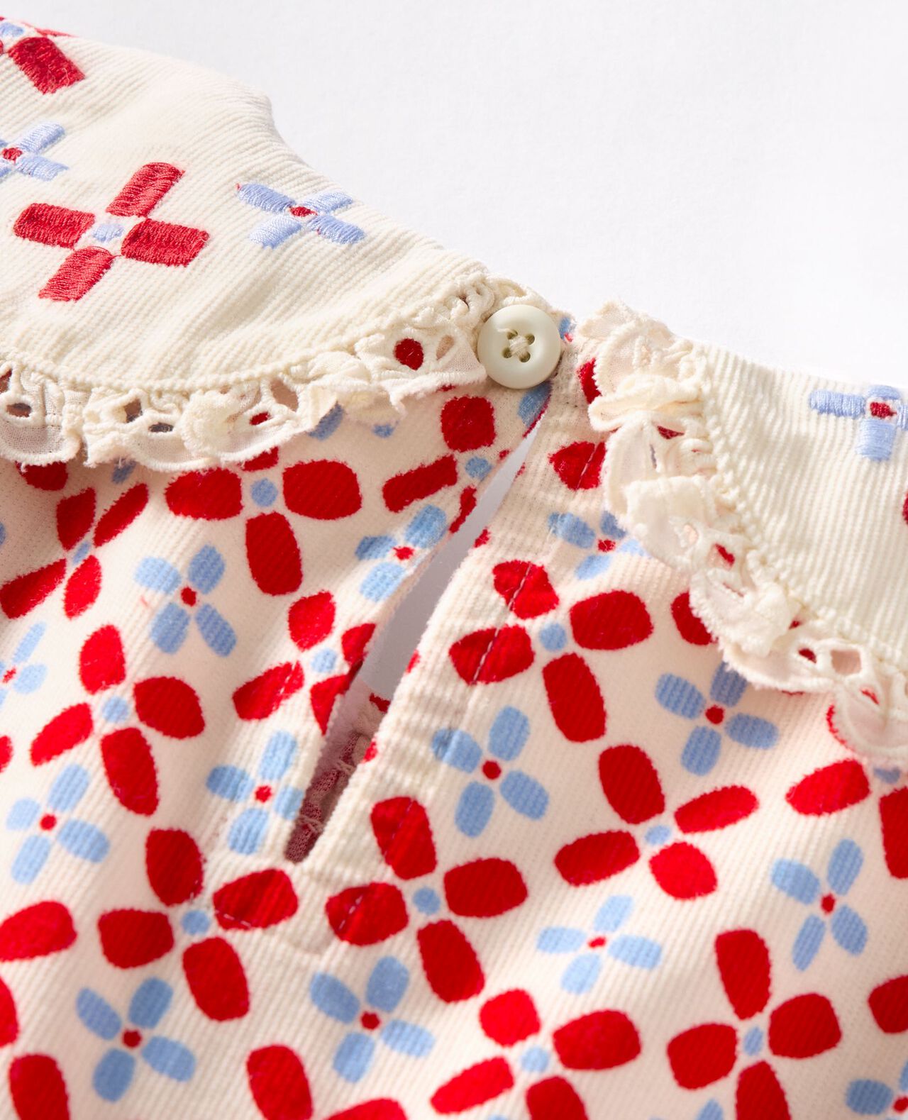 Embroidered Corduroy Dress with Pockets - Image 2