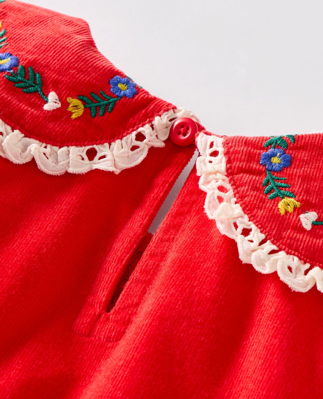 Embroidered Corduroy Dress with Pockets - Image 2