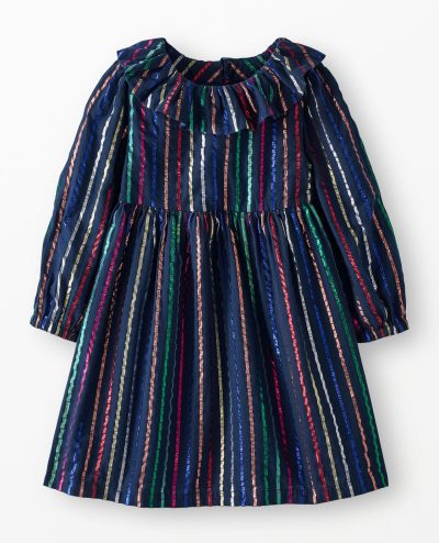 Long Sleeve Rainbow Striped Dress with Pockets