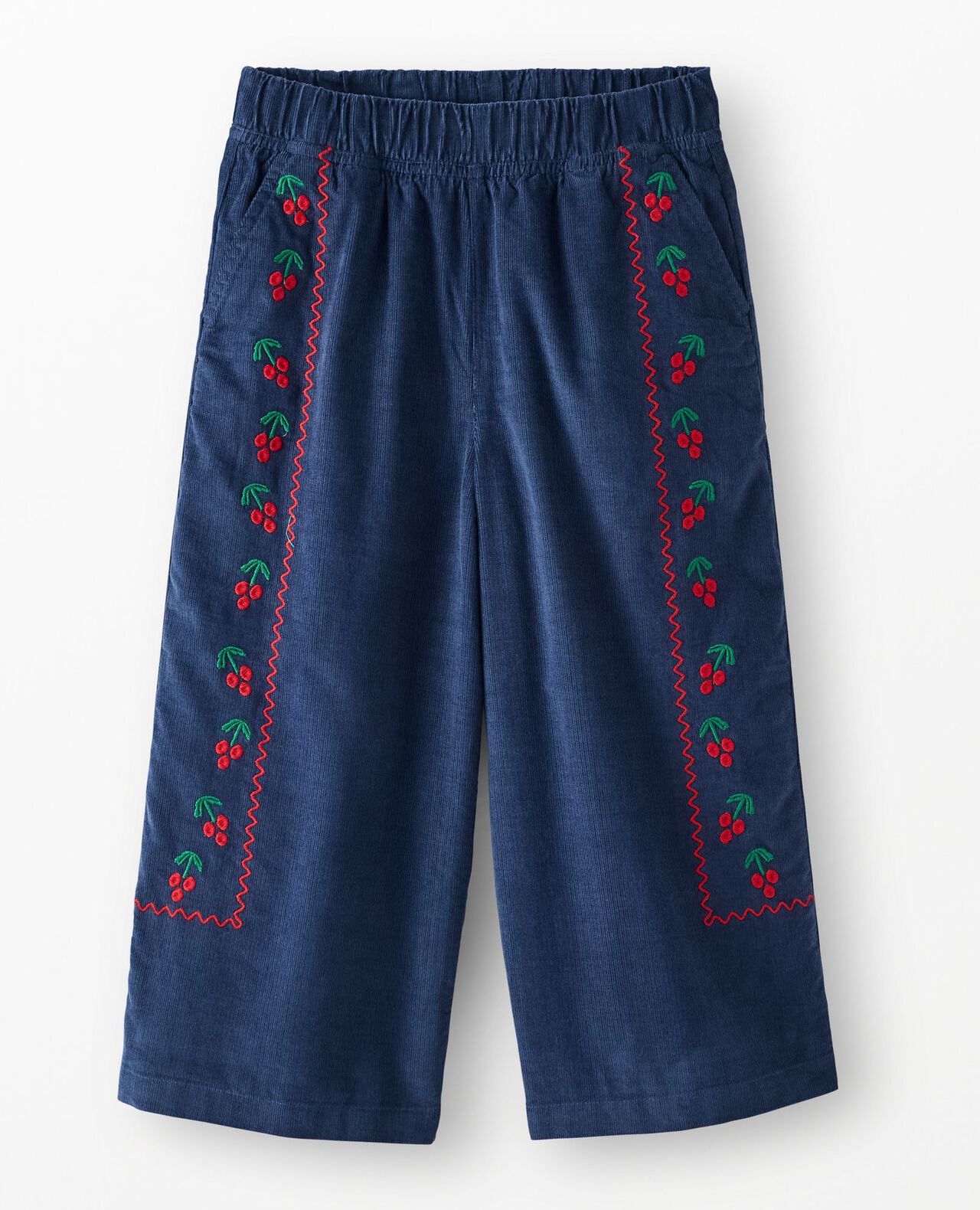 Corduroy Embroidered Wide Leg Pants